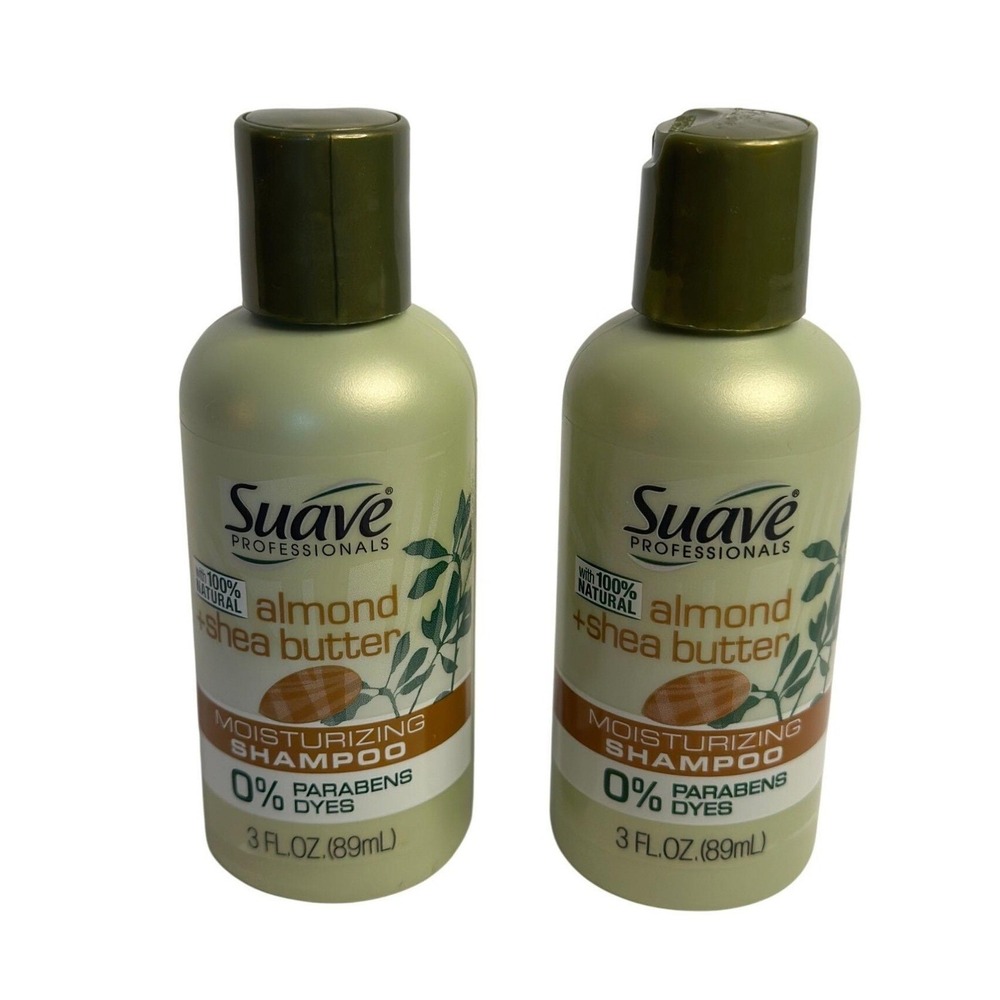 Suave Almond & Shea Butter Moisturizing Shampoo 3 oz Travel 2-Pack 0% Parabens